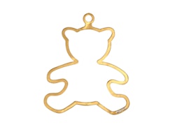 Weihnachtsschmuck - TEDDY - für Fichte oder Fenster, handgegossen in Zinn und vergoldet mit 24 Karat Gold, gestempelt Munka
