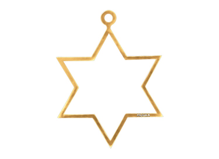 Christmas decorations - STAR - hand cast in pewter and gilded with 24 carat gold, stamped Munka