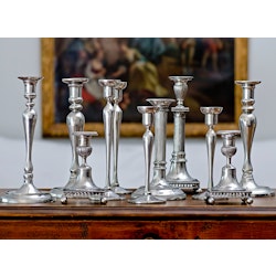 Rondell (low model), candlestick in pewter, from Munka Sweden