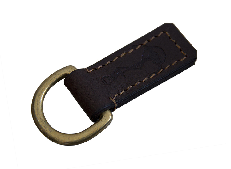 Keychain in leather and brass