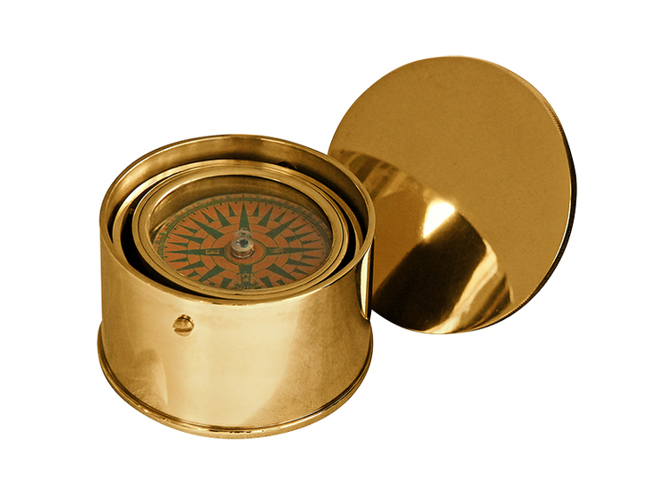 Compass, round, in solid brass, from Gusums Messing