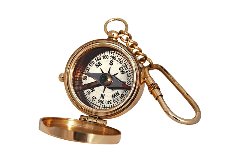 Compass with lid, keychain