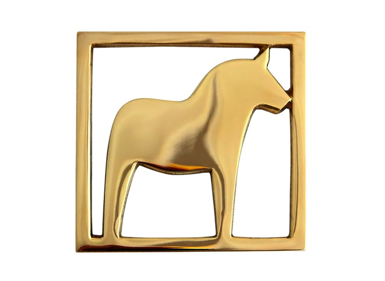 Coaster in the shape of Dala horse in brass from Gusums Messing