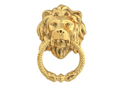 Door knocker in the shape of a lionhead, larger