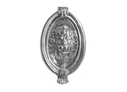 Door knocker with lion mascaron in nickel-plated brass