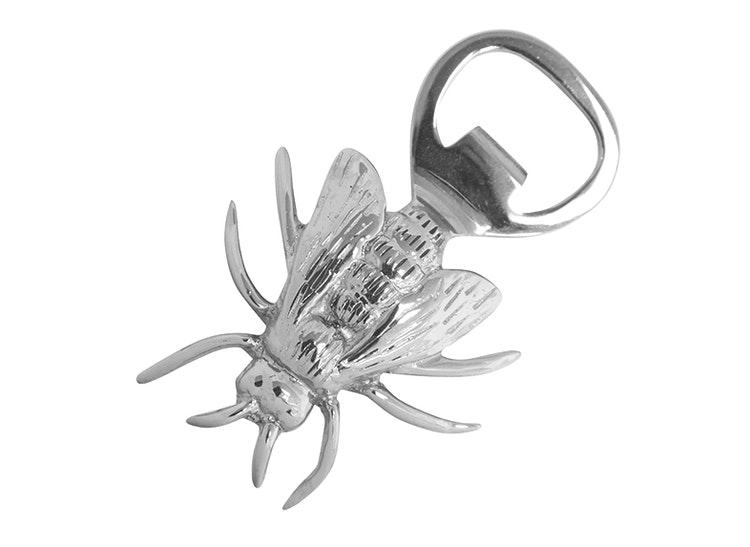 Bottle opener in the shape of a bee in nickel-plated brass