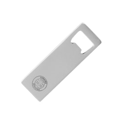 Bottle opener in nickel-plated brass with Gusums Messing logo