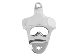 Bottle opener is mounted on the wall in nickel-plated brass