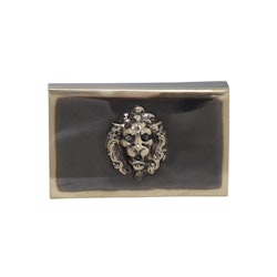 Matchbox in antique brass with lion mascaron