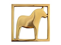 Pot base in brass in shape of Swedish Dala horse, 20 cm x 20 cm