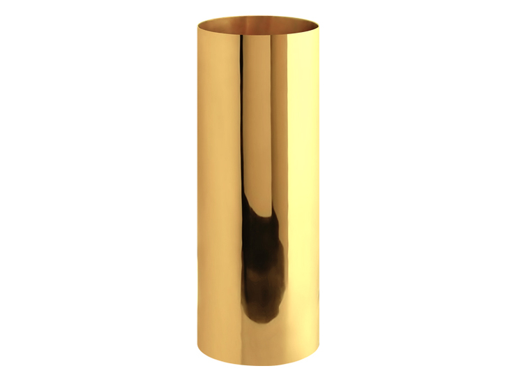 Vas, mässing, cylindrisk, 18 x 7,5 cm, från Gusums Messing