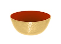 Bowl in brass, hammered, with enamelled inside, red from Gusums Messing