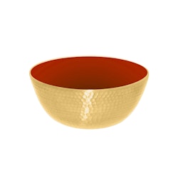 Bowl in brass, hammered, with enamelled inside, red from Gusums Messing