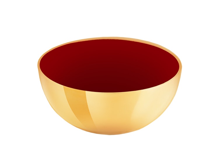 Bowl in brass, enamelled inside in red rom Gusums Messing