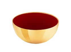 Bowl in brass, enamelled inside in red rom Gusums Messing