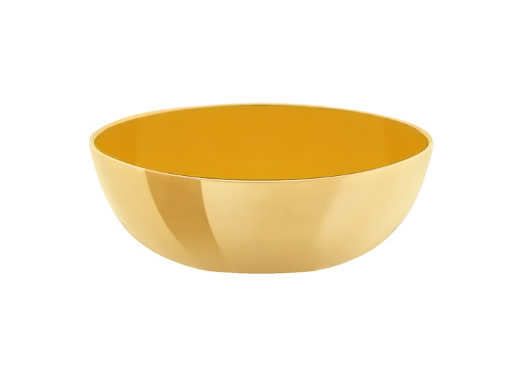 Bowl in brass, enamelled yellow, 4.5 cm X 1.6 cm from Gusums Messing