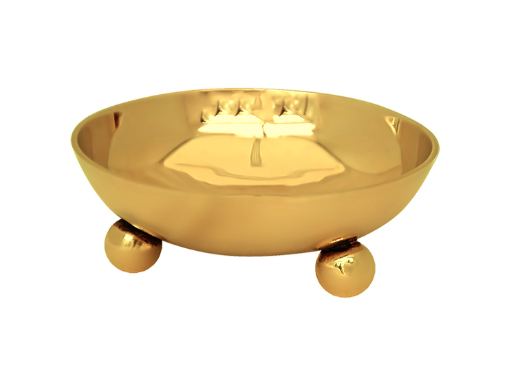 Bowl on three ball feet, in brass, from Gusums Messing