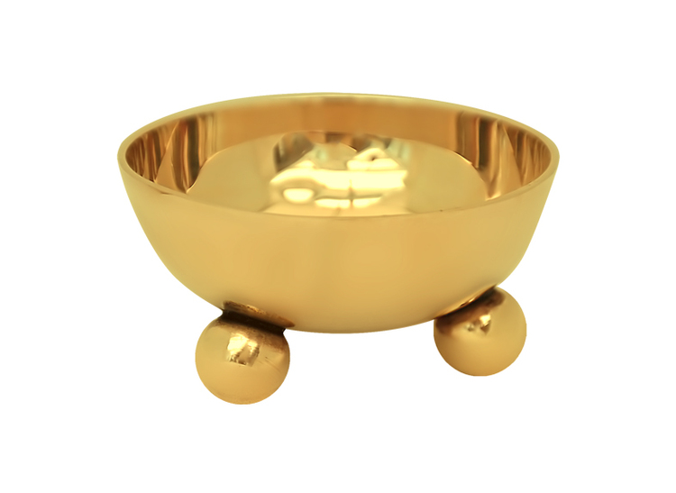 Small bowl in brass, on three ball feet from Gusums Messing