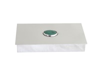Box in pewter with malachite stone on the lid, rectangular