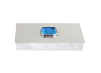 Box in pewter with large amethyst-like on the lid, rectangular