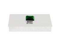 Box in Zinn mit großem grünem Stein auf dem Deckel, rechteckig, von Munka Schweden
