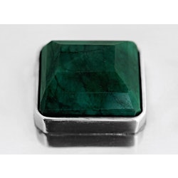 Box in Zinn mit großem Smaragd auf dem Deckel, rechteckig, von Munka Schweden