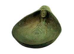 Teller bronze mit Frauengesicht Jugendstil