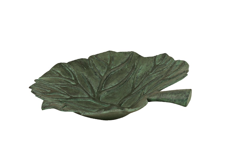 Dish, larger, for fountain, leaf-shaped, bronzed aluminium