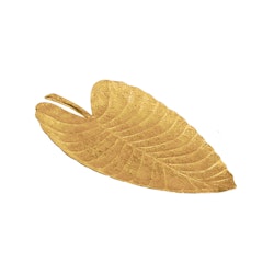 Teller, Blech handbemalt, 43 cm, hartlackiert, goldgelb