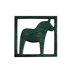 Glass coasters in the shape of Dala horse, patinated aluminum