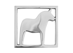 Glasuntersetzer in Form von Dalapferd, Aluminium poliert