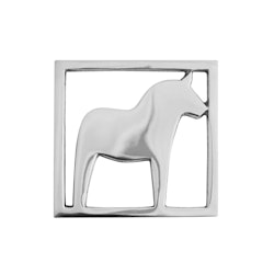 Glass coasters in the shape of Dala horse, polished aluminum