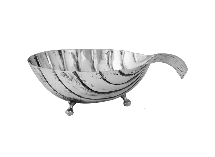 Snäckskal, större, i mässing som pläterats i antik silver