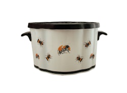 Outer pot in porcelain, with motifs of bumblebees