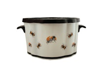 Outer pot in porcelain, with motifs of bumblebees