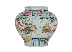 Urne, Reiten und reitendes Volk, Ming-Dynastie, 31 cm hoch