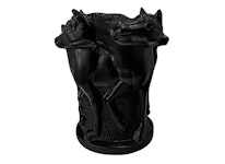 Urn, 27 cm, with horses in profile, bronze, painted black