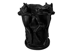 Urn, 27 cm, with horses in profile, bronze, painted black