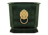 Pot, GREEN, in aluminum, with lion in brass