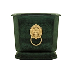 Pot, GREEN, in aluminum, with lion in brass