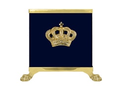 Pot, CROWN, BLUE, in sheet metal and brass, with cast bottom and crown