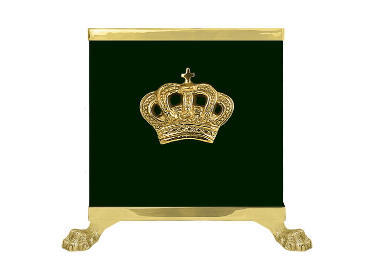 Pot, CROWN, GREEN, in sheet metal and brass, with cast bottom and crown