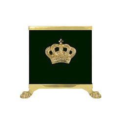 Pot, CROWN, GREEN, in sheet metal and brass, with cast bottom and crown