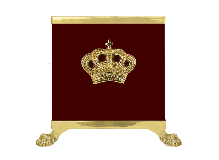 Pot, CROWN, RED in sheet metal and brass with cast bottom and crown