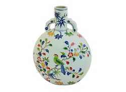 Pilgrim bottle, 28 cm, flowers and birds, Ming dynasty