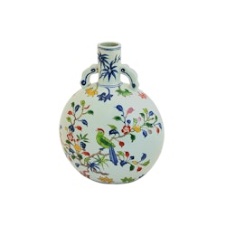 Pilgrim bottle, 28 cm, flowers and birds, Ming dynasty