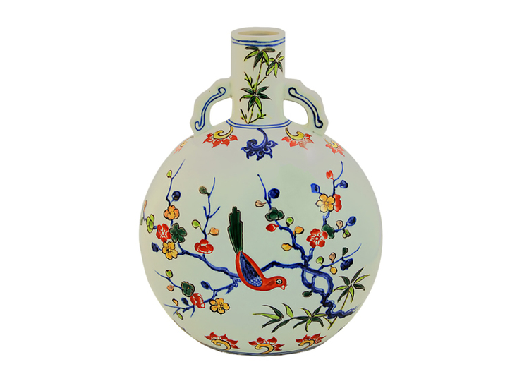 Pilgrim bottle with flowers and birds, Ming Dynasty
