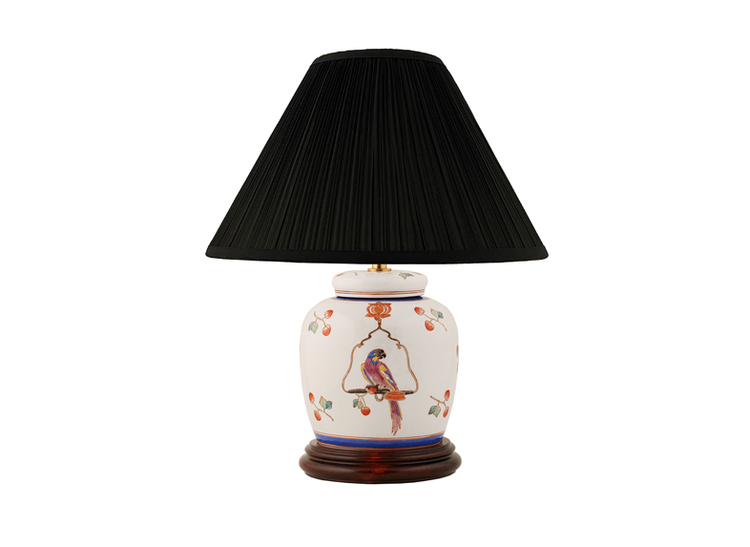 Porcelain lamp base, 17.5 cm, parrot on swing