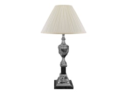 Lamp base in marble and silver plated brass