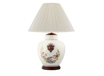 Porcelain lamp base, 30 cm, coat of arms and pheasants